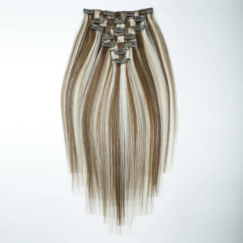 Clip in Hair Extensions Human Hair Full Head Machine Remy Double Weft Piano Hair Clips Extensions
