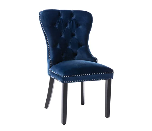 Factory Wholesale American Style Hotel Furniture Upholstered Fabric Tufted Back Vintage Dining Room Chair With Nailheads Around