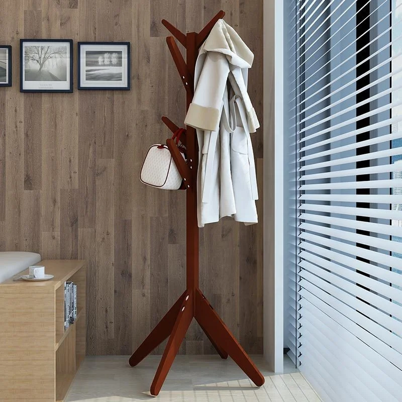 8 Hooks Wooden Coat Rack Clothes Stand Hat Bag Jacket Coat Hanger Rack Clothes Tree