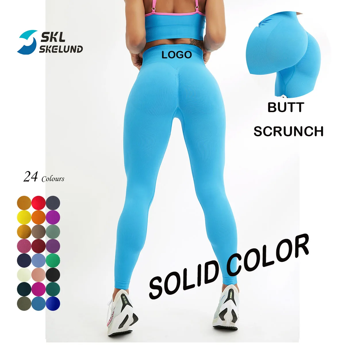 24 Colours Seamless Yoga Leggings Scrunch Butt Gym Leggings For Women Knitted Scrunch Seamless Squat Proof Yoga Leggings