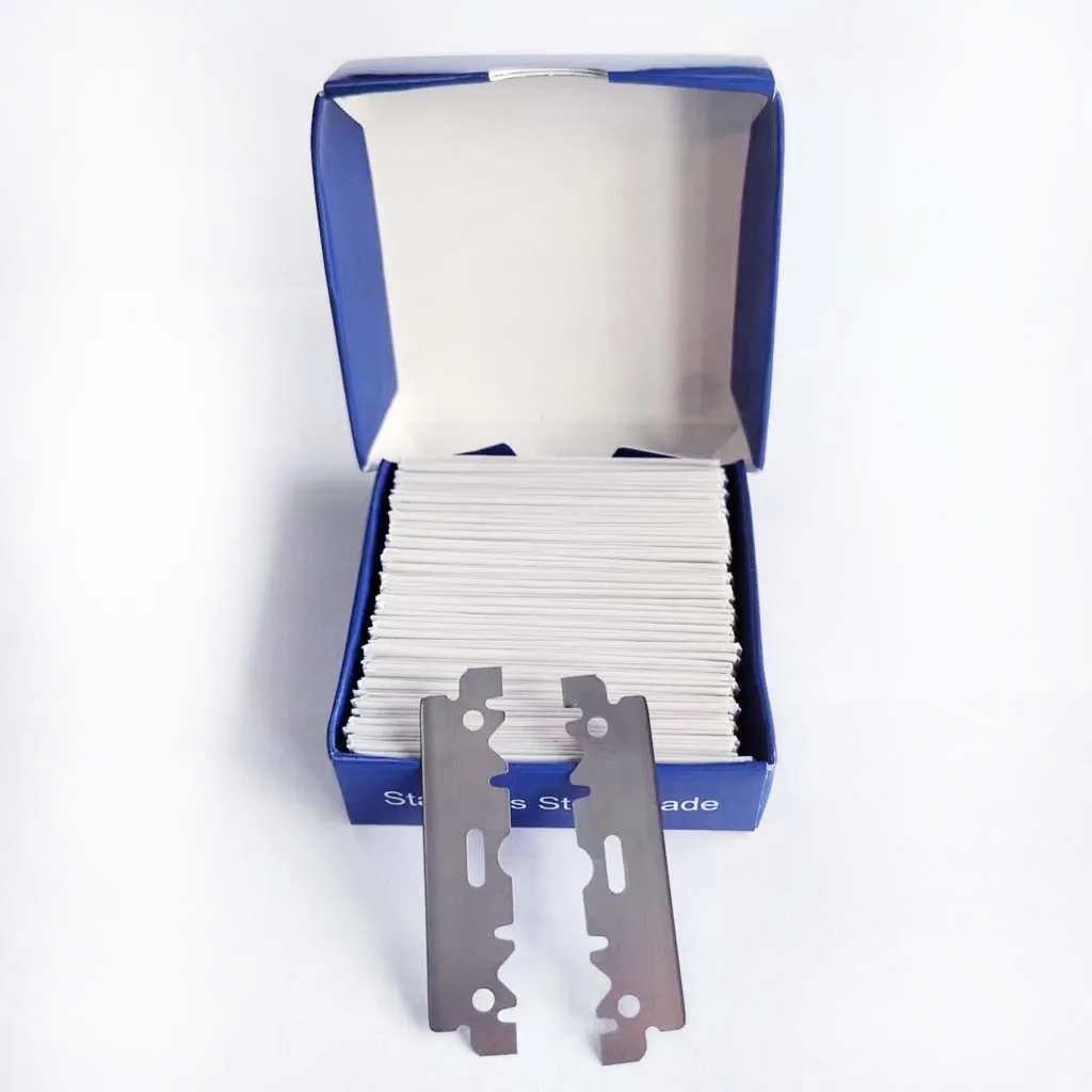 Wholesale high quality custom logo 100 pcs single edge barber razors blades for professional face shaving