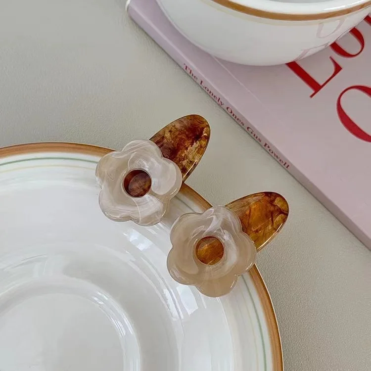 Lovely Jelly Colored 2 Piece Set Of Small Hairpins Acrylic Flower Hair Clip For Kids Hair Clips