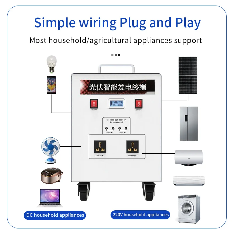 2000W Solar Air Conditioning Generator Home Solar Power Generator With Long Time Working Capacity 12.8V 200Ah Lithium battery