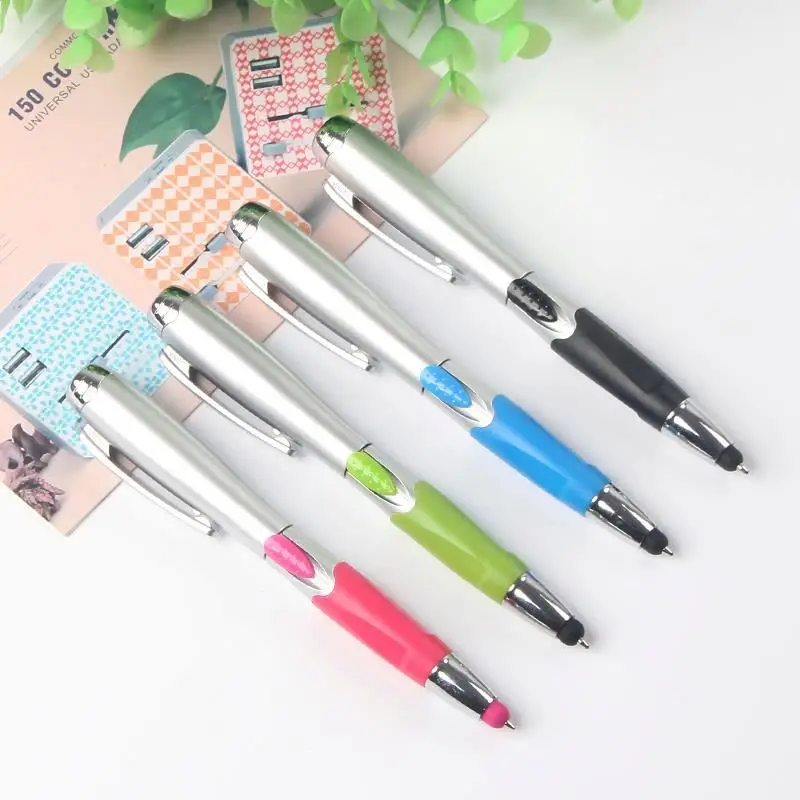 3 in 1 active click stylus plastic promotional custom logo light pen for ipad