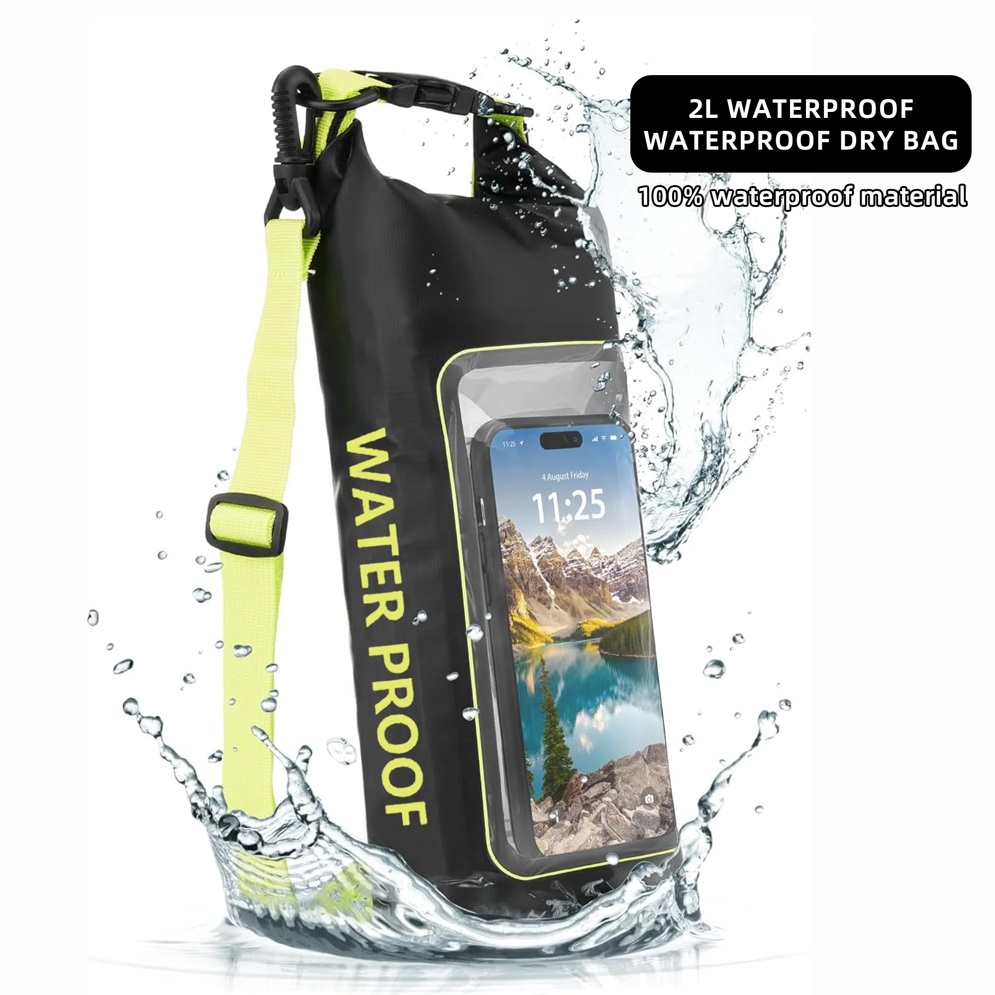 ZONYSUN 2L Waterproof Pouch Waterproof Bag With Adjustable Shoulder Straps Waterproof Phone Pouch For Beach Sports