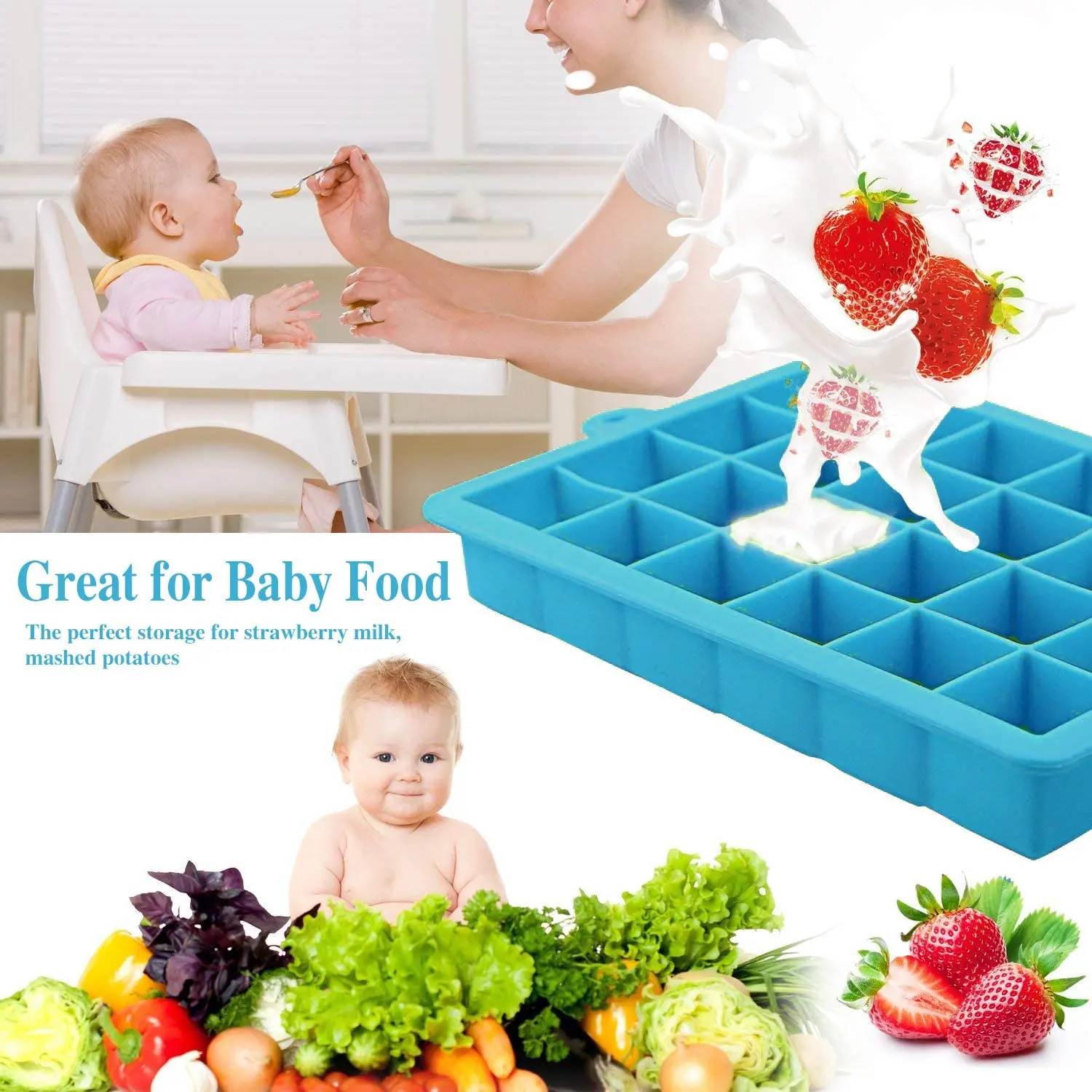 Reusable Silicone Square Ice Cube Tray BPA Free Food Grade with Custom Logo Stackable Ice Cube Trays