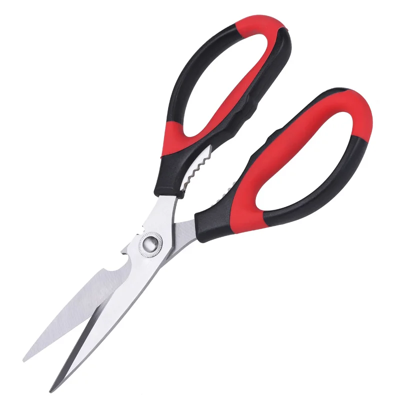 Wholesale Price Heavy-duty Multifunctional Solid Red sharp Kitchen Scissors for Chicken, Duck, Fish and Vegetable Processing