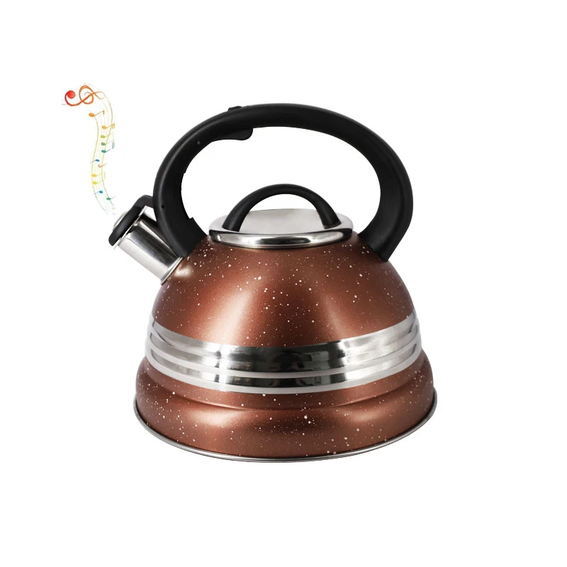 Factory 3L fast Boiling Whistling Tea Kettle food grade Water boiler Stainless Steel Teapot for Stove Top Brown