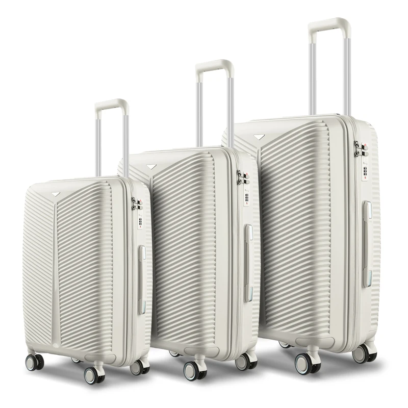 Family Airport Trolley Travelling Bags White Suitcase Check In Roller Luggage Low MOQ Smart Lock Valice