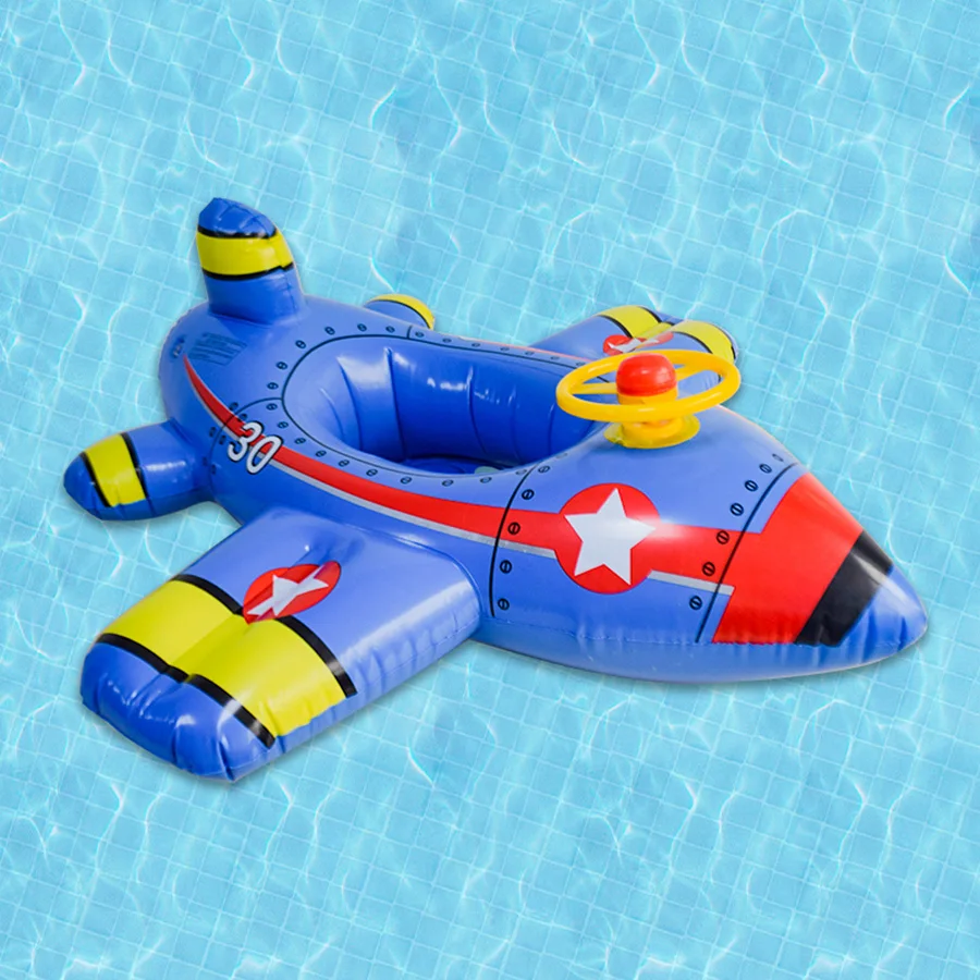 Good Quality Baby Swimming Floating Seat 98*90cm Blue Plane Inflatable Pool Float Eco-Pvc Water Floats Inflatable For Kids