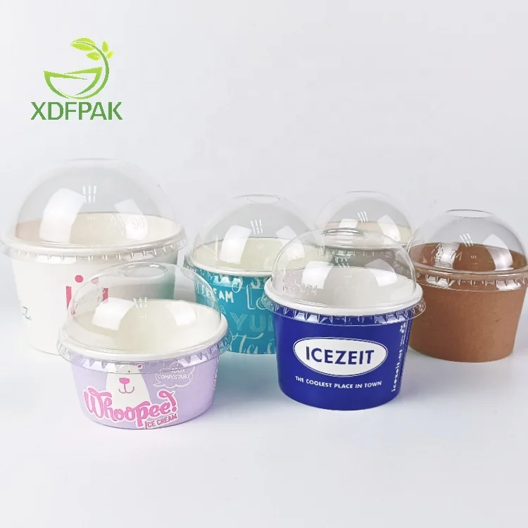 recyclable custom logo printed 4 oz tub ice cream containers custom with lid with personal logo ice cream cups
