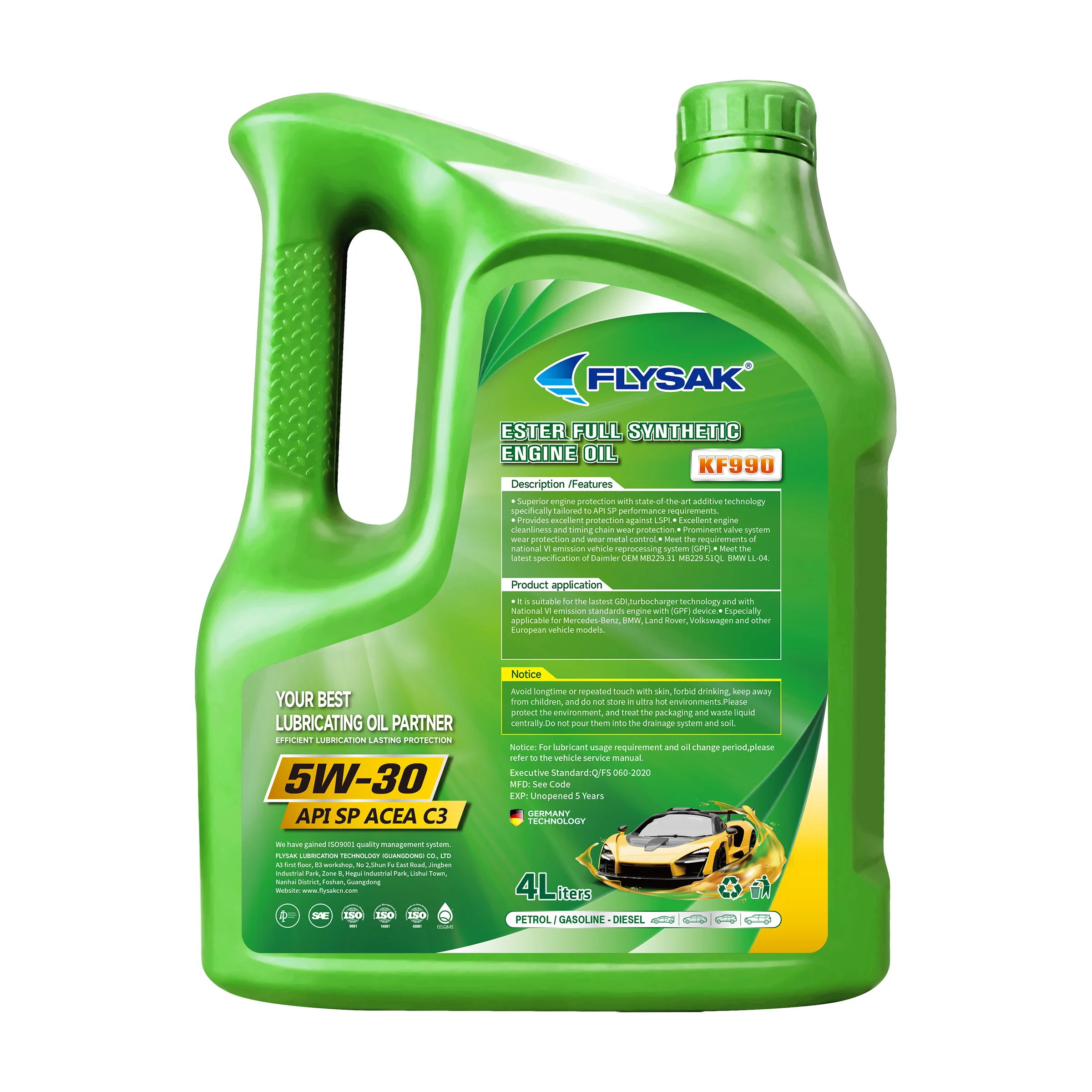 Engine Oil Manufacturer Car Engine Oil 20W50 Oil ACEA C3 5W-30 4L