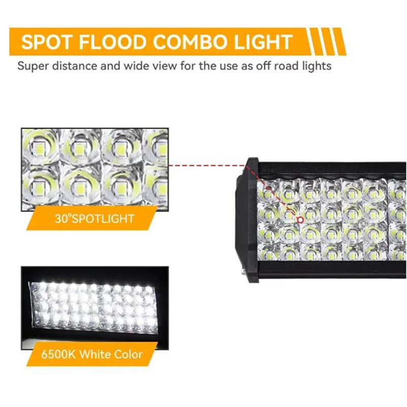 144W LED Work Light Bar Sport Lamp Offroad Driving Truck Car Accessory for Truck Car SUV 4x4 Boat Tractor LED Headlights