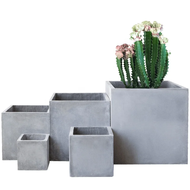 Low Price Square Planter Tall Concrete  Outdoor Flower Pot