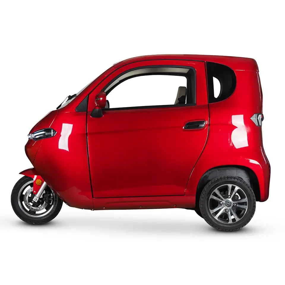 red fully enclosed electric tricycle kabinenroller 1500w 45kmh Europe charger old people electric mini rickshaw tricycle