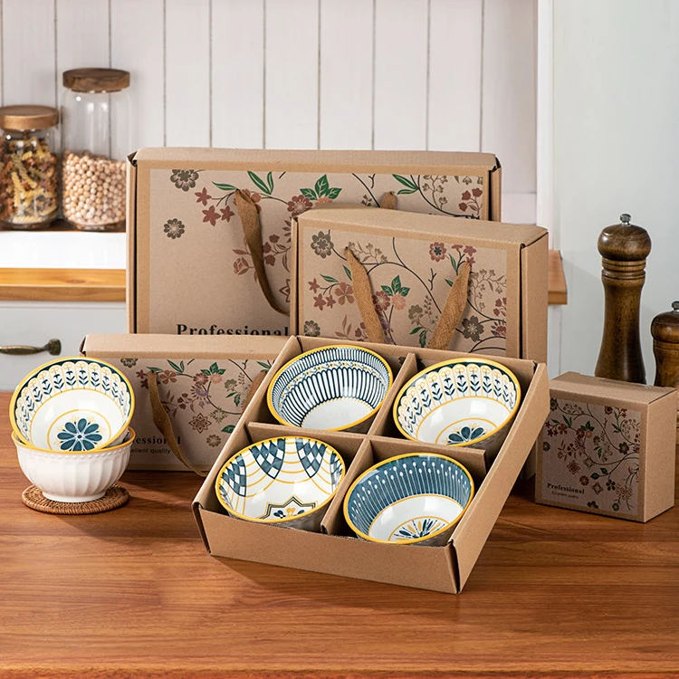High quality retail tableware sets gift ceramic bowl and plate dinnerware set with gift packing