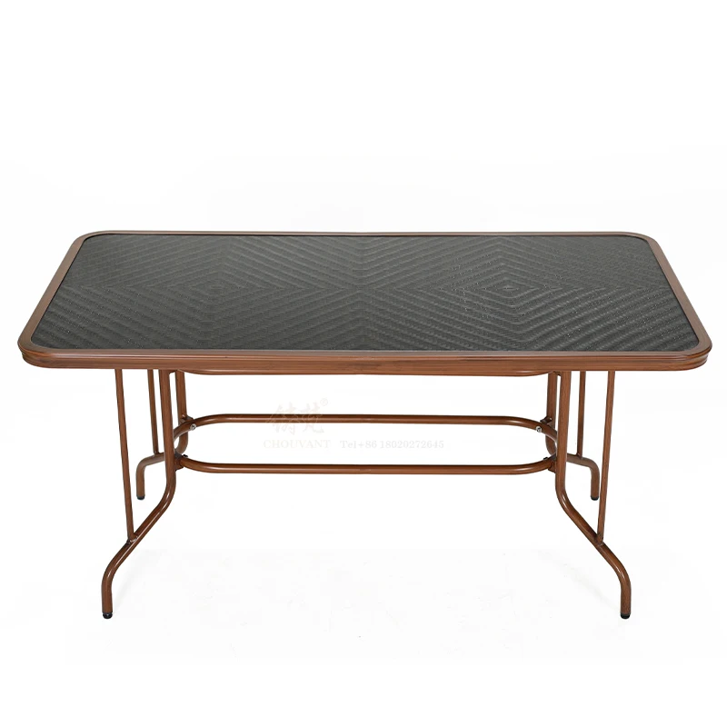Rectangle  aluminum PE coffee table high quality outdoor rattan furniture wicker patio table frame rattan table