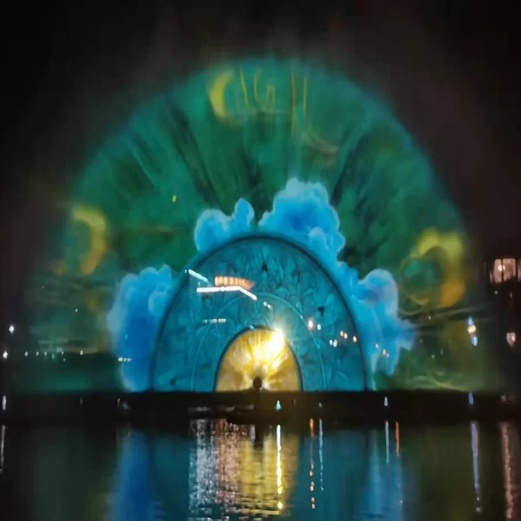 Large 3D Water Screen Fountain Dancing Water Fountain with Outdoor Movie Projector