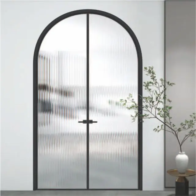 black glass french arch shaped aluminium doors sizes