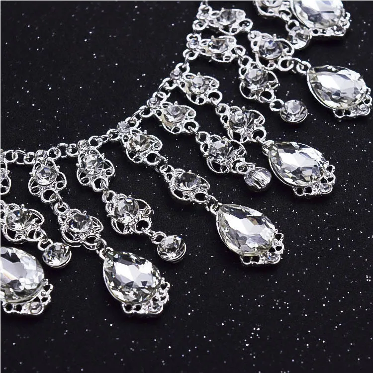 Rhinestones Silver Branch Baroque Tiara Crown Wedding Party Hair Accessories Bridal Hair Jewelry 3pcs set T0011