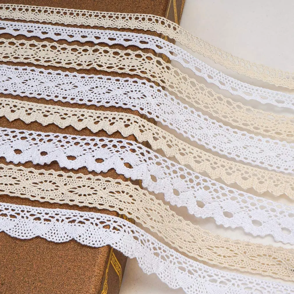 Cotton Crochet Eyelet Lace Trim Vintage Lace Ribbon Lace Scalloped Edge for Bridal Wedding Decoration