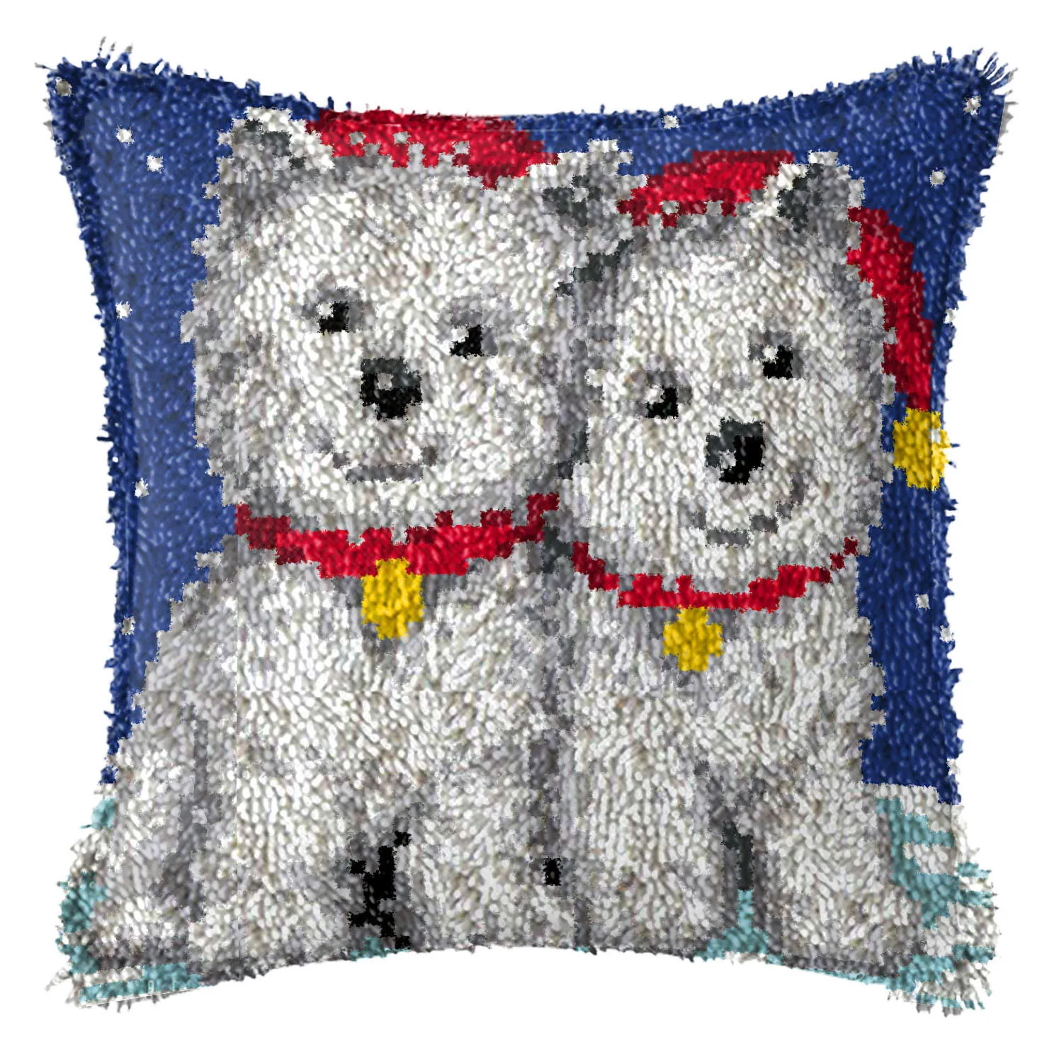 Animal Dogs Latch Hook Hand Knitted Embroidered DIY Pillow Unfinished Embroidery Material Latch Hook Rug Kits Home Decor