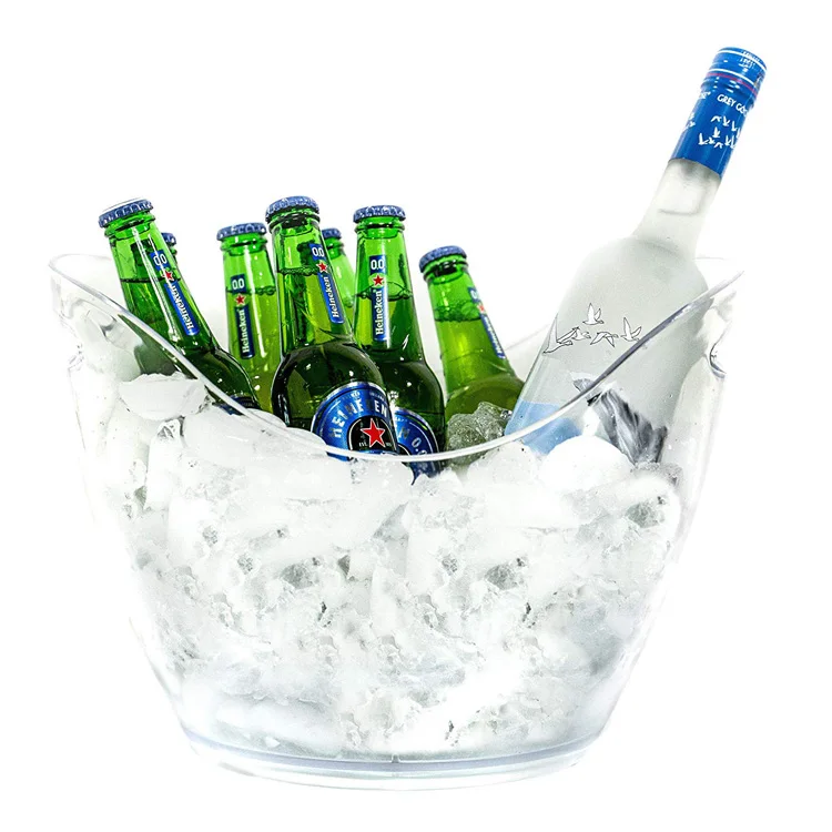 Acrylic Ice Bucket Clear Plastic 7 Litre Drink Tub for Drinks and Parties Holds 5 Full Size Bottles and Ice