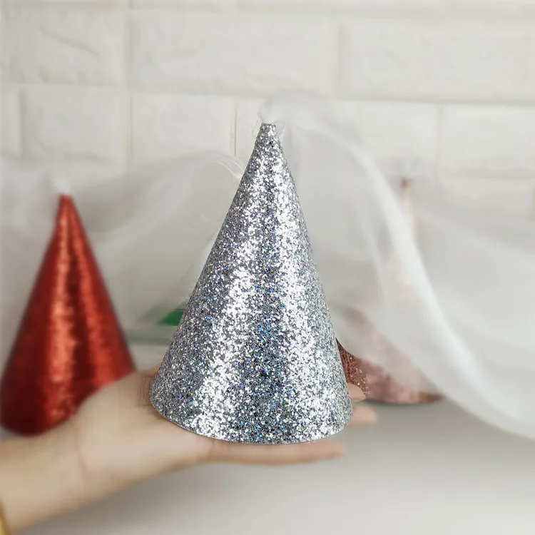 Блестящая бумажная шляпа с вуалью для вечеринки, товары для дня рождения