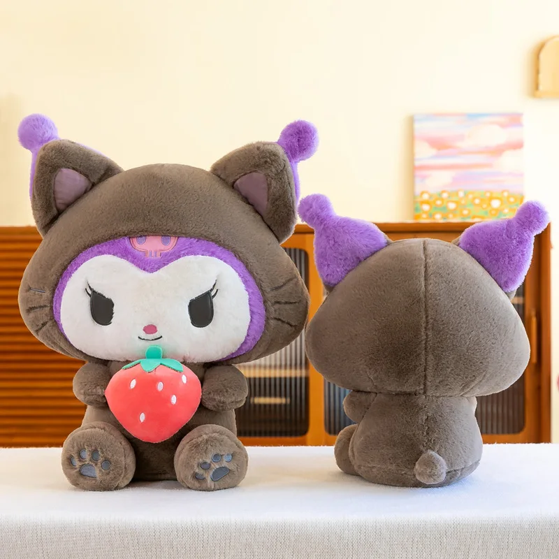 Botu Strawberry Kulomi Plush Doll Toys Kawaii  New Transformation Into Cat Kulomi Stuffed Pillow Kids Halloween Gift