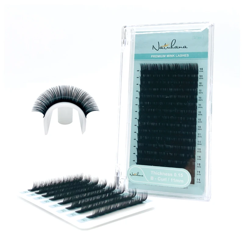 
NATUHANA 16Rows B C D Curl China Premium Individual Artificial False Lashes Natural Mink Eyelashes Silk Fake Eye Lash Extension 