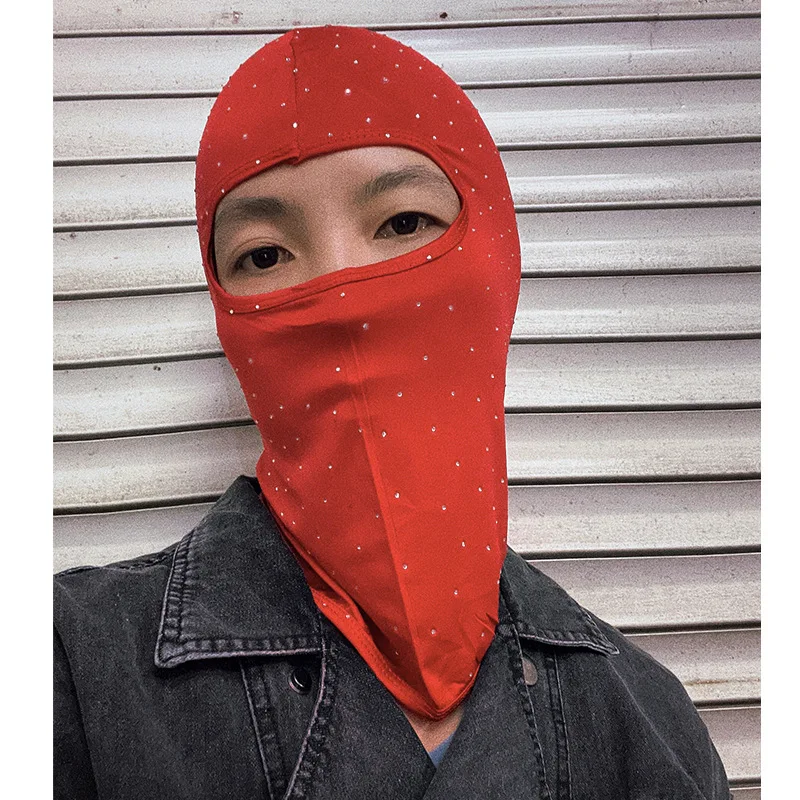 custom print balaclava balaclava ski tech windproof with rhinestone skull one hole full face motorcycle balaclava