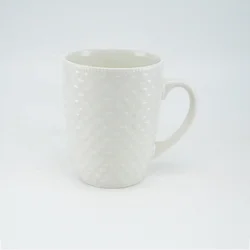 China Manufactures Ceramic Mug Cheap Plain White Ceramic Embossed Coffee Cups Mug