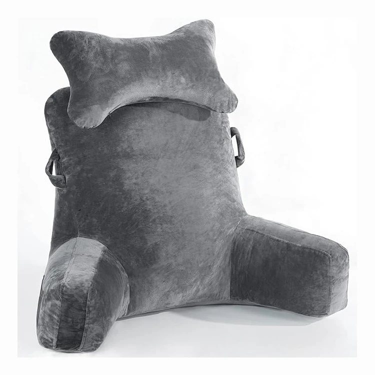 Detachable Neck Roll Arms Reading Bed Rest Pillow Adult Back Pillows for Sitting Watching Gaming Memory Foam Filling