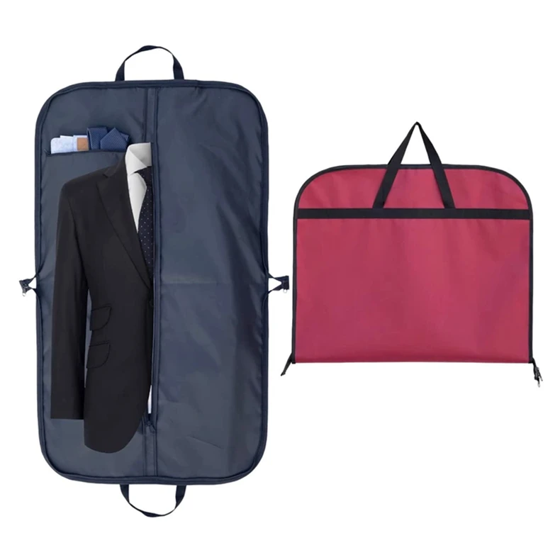 GRS RPET Oxford Non-Woven Nylon Proof Garment Bag For Suit Eco Black Garment Bags Long Travel Coat Cover Garment Bag Suit