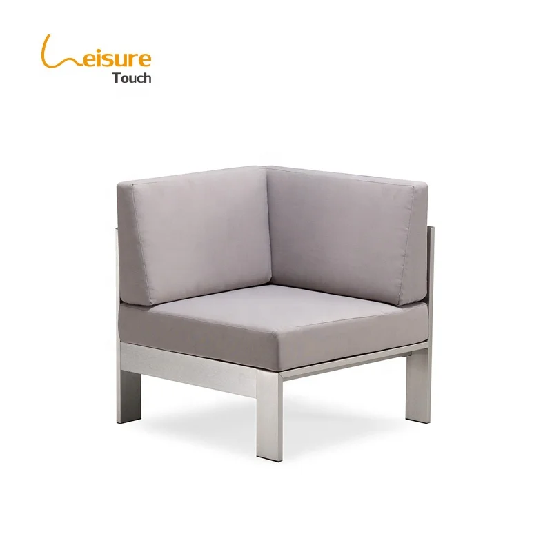 Chaise lounge  L shape modern  foshan outdoor  furniture brushed aluminum patio loveseat sofa