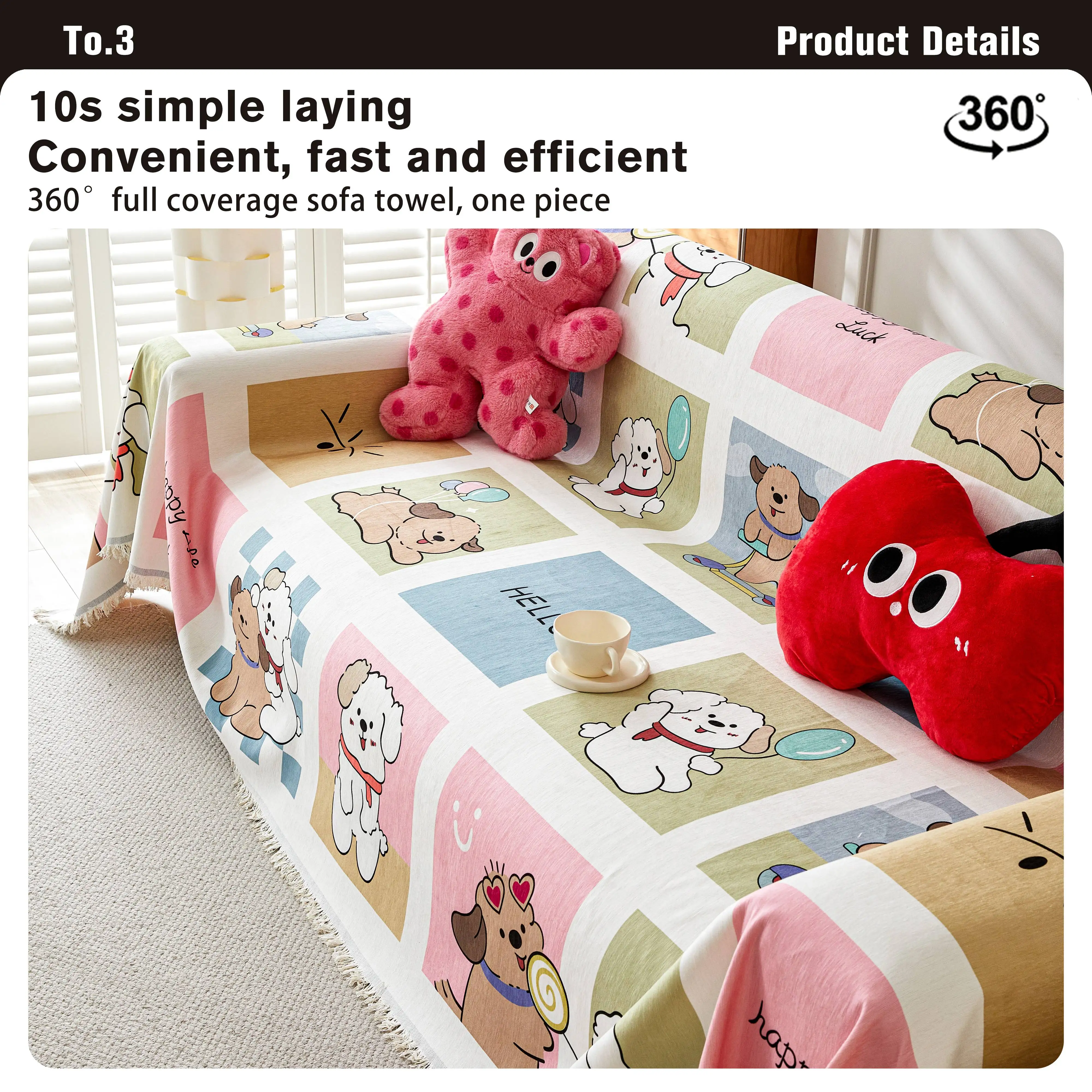 Ultra Soft Skin-friendly Mickey Dog Throw Blanket Home Sofa Decor Premium Chenille Blanket