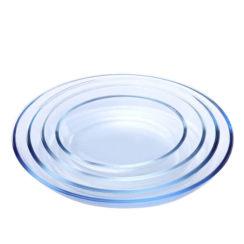 Glass fish plate household steamed fish plate microwave oven oven available high temperature round baking dish large capacity sa