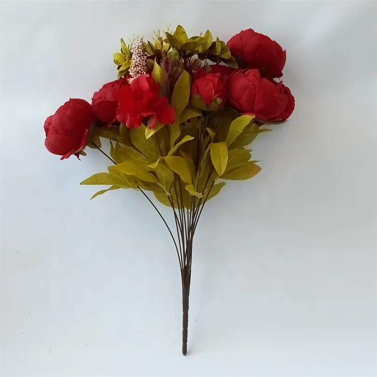 Wholesale G-2135 Artificial 13 Heads Silk Peony Flowers Bouquet For Home Wedding Decoration