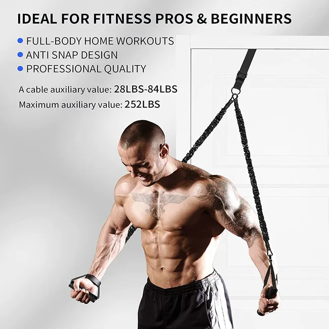 Pull Up Assist Band System with Handles, Door Anchor, Leg Sponge Pad for Strength Workouts Training