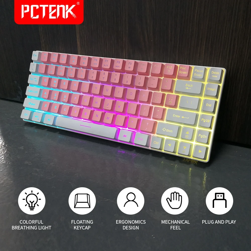 China Factory OEM ODM Customized TYPE C Rechargeable RGB Gaming Wireless Keyboard