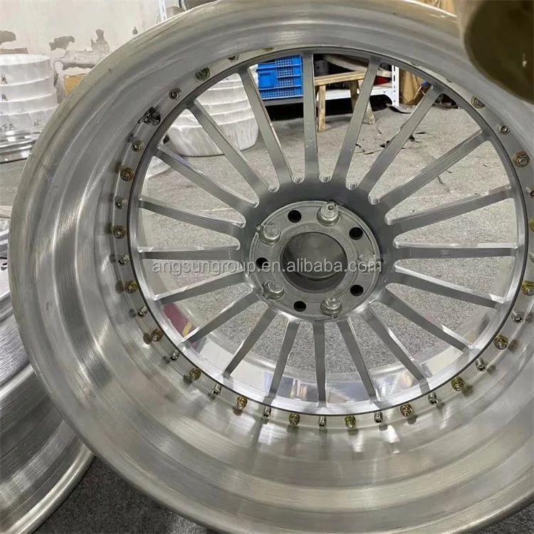 High quality custom 20 inch 3 pieces forged split wheel silver center reverse polished lip alpina alloy wheels for BMW  e38