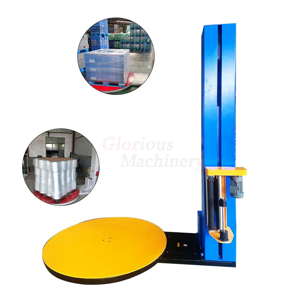 Semi-automatic Shrink Luggage Wrap Pallet Wrapping Machine Film Winding Strapping Machine