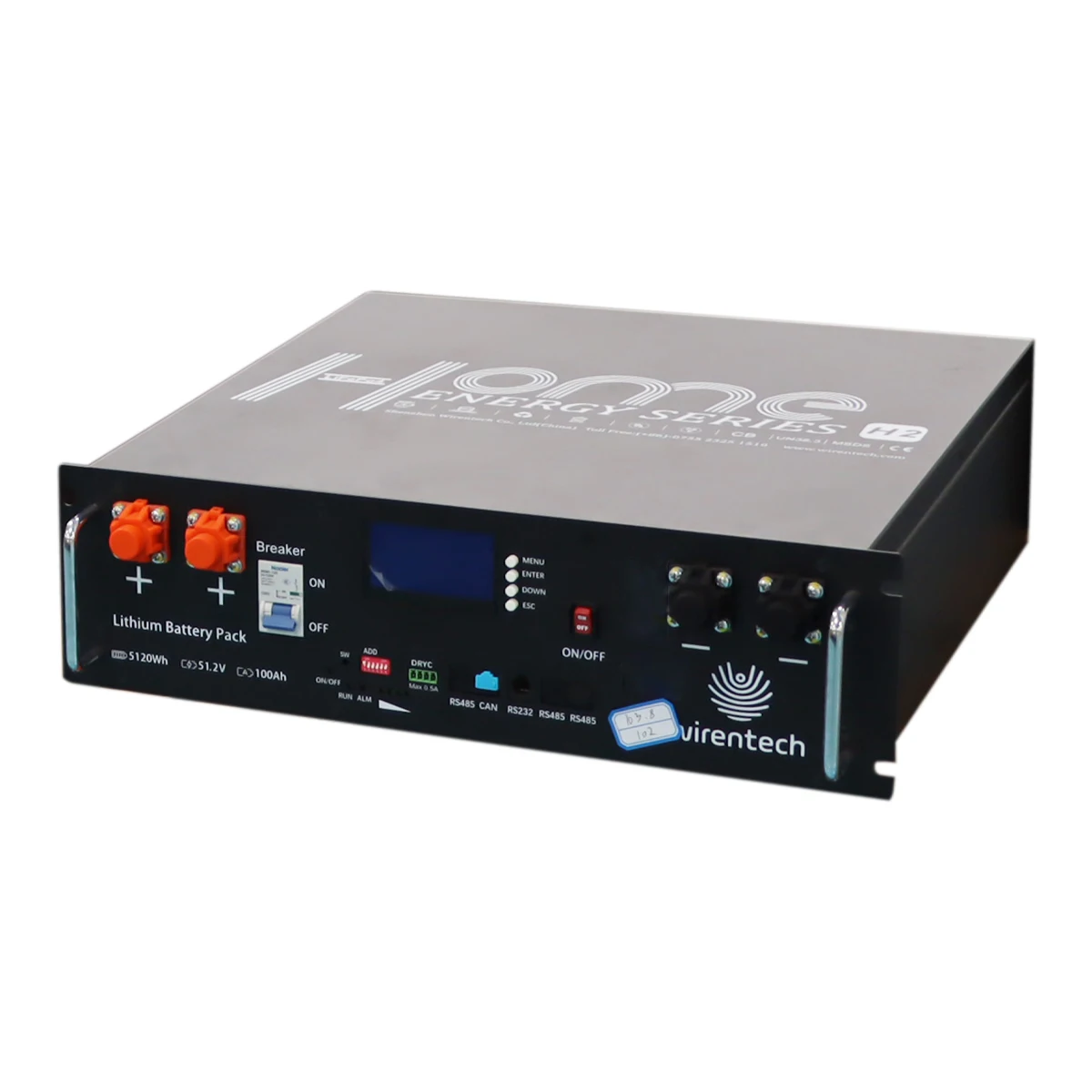 UL1973 UL9540A LA stock 51.2V 100AH 5kwh rack mounted lithium iron phosphate battery for home energy storage 10 years warranty