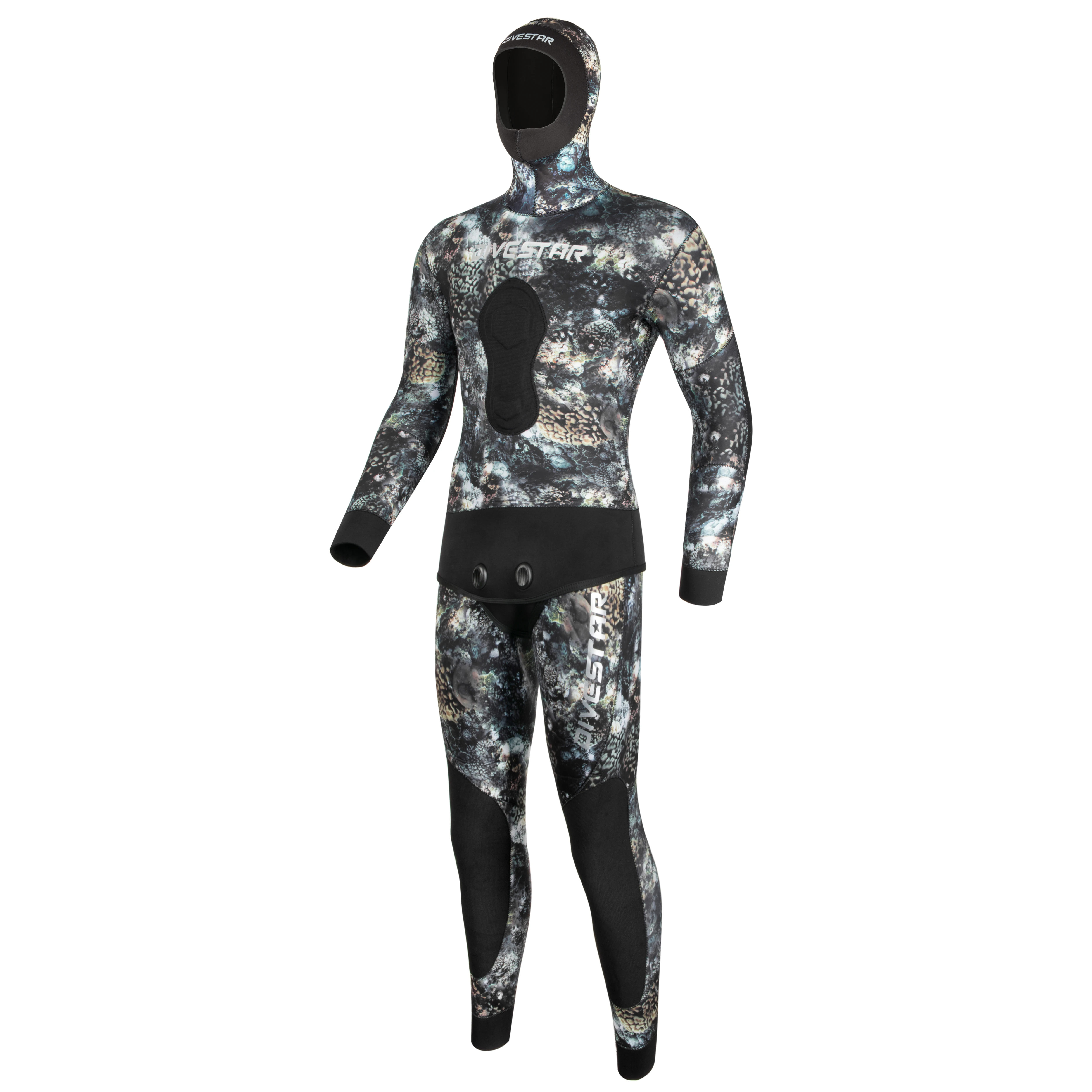 DIVESTAR Spearfishing Wetsuit Coral Camouflage Fishing Wetsuits GBS Open Cell Lining Diving Neoprene Suit 3MM