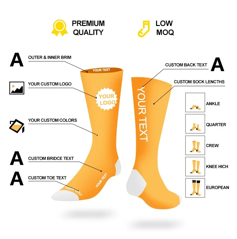 Pattern Custom Fashion Terry Crew 3D 360 Printing Compression Custom Logo, Gym Colorful School Socks