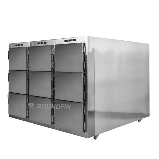 Hot Sale RD-9 Nine doors mortuary freezer with standby SECOP Compressors Refrigerators 2, 4, 9 Bodies corpses freezer Price
