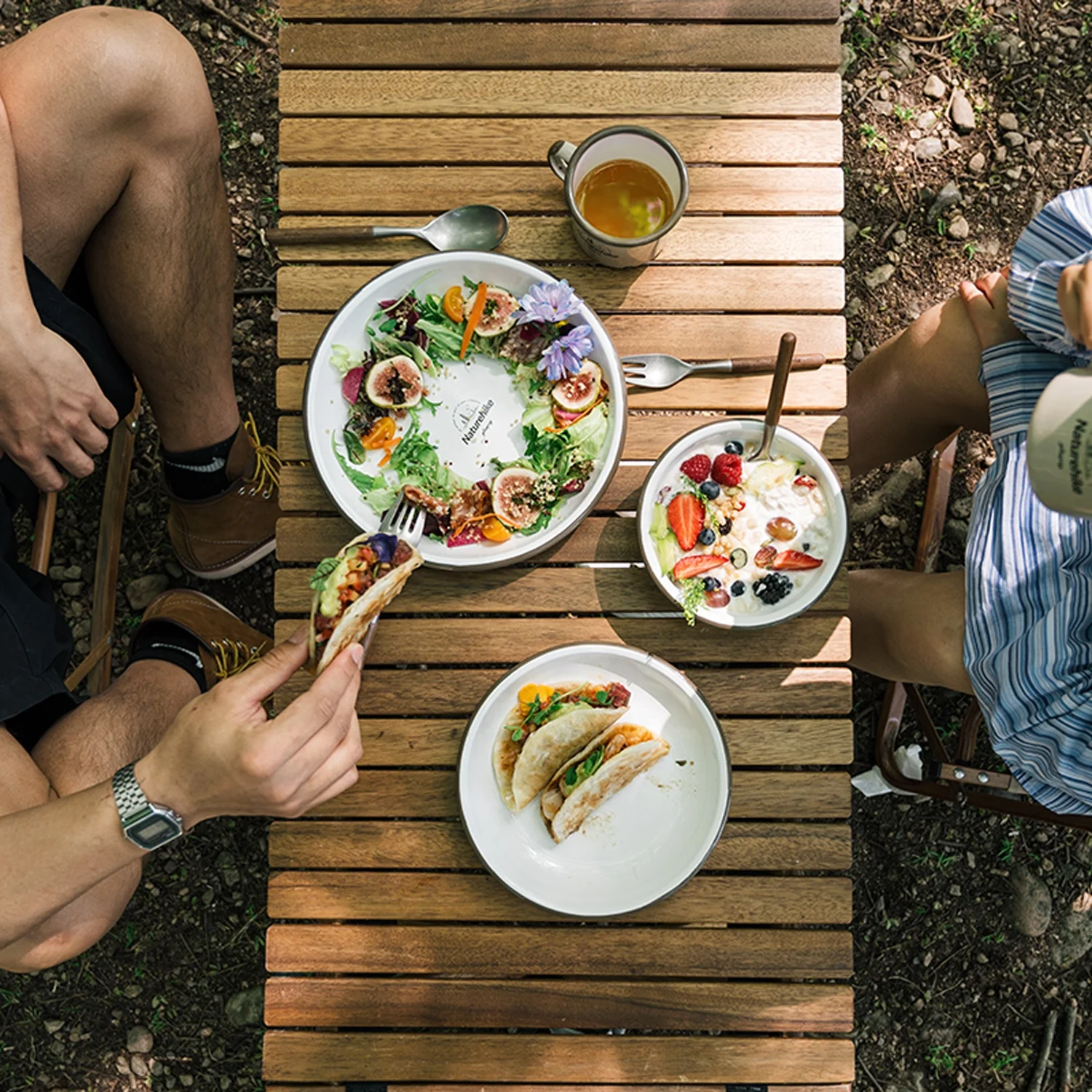 Naturehike outdoor camping picnic Enamel tableware printing enamel metal cup mugs bowls dish plates