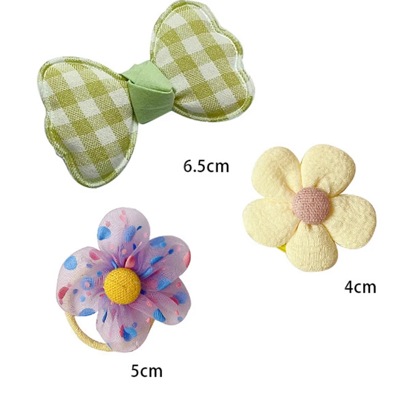 Cute Lace Bow Flower Hair Clip Fabric Hair Tie for Kids Decorate Hair Accessories Set Gift Set