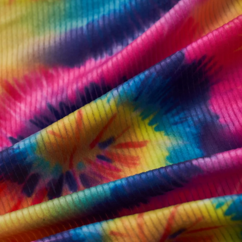 Rib velvet fabric 95 polyester 5 spandex soft custom digital printed stretch fabric for kids