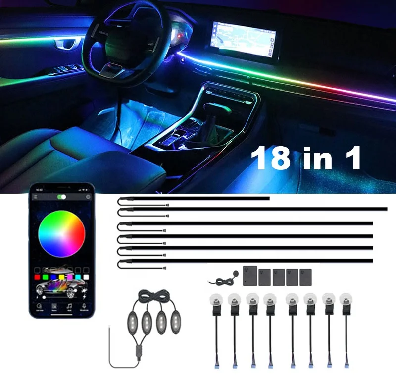 18 in 1 Acrylic Ambient light  Optic Fiber Light for Car Atmosphere lamp Interior Lights for Mercedes benz kit BMW Tesla  Tesla